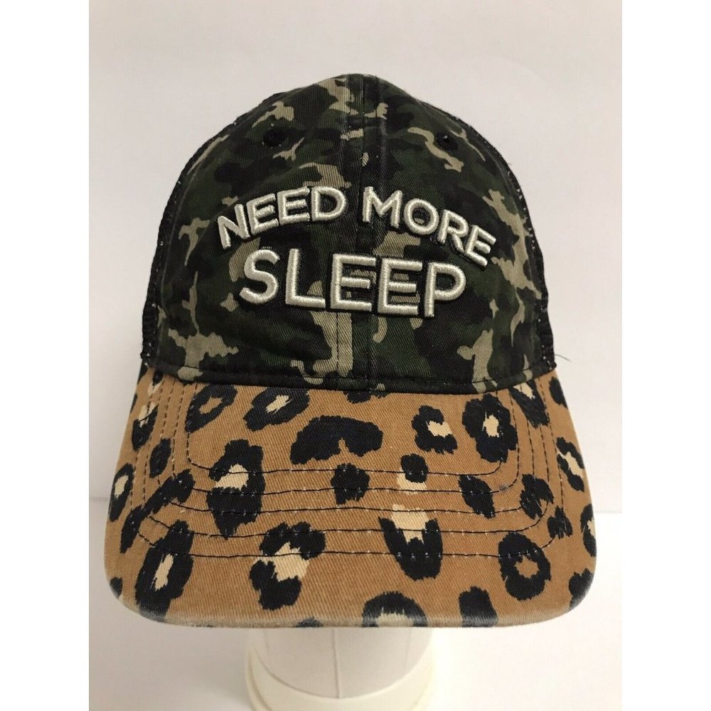 Need More Sleep Camouflage Leopard Print Adjustable Hat